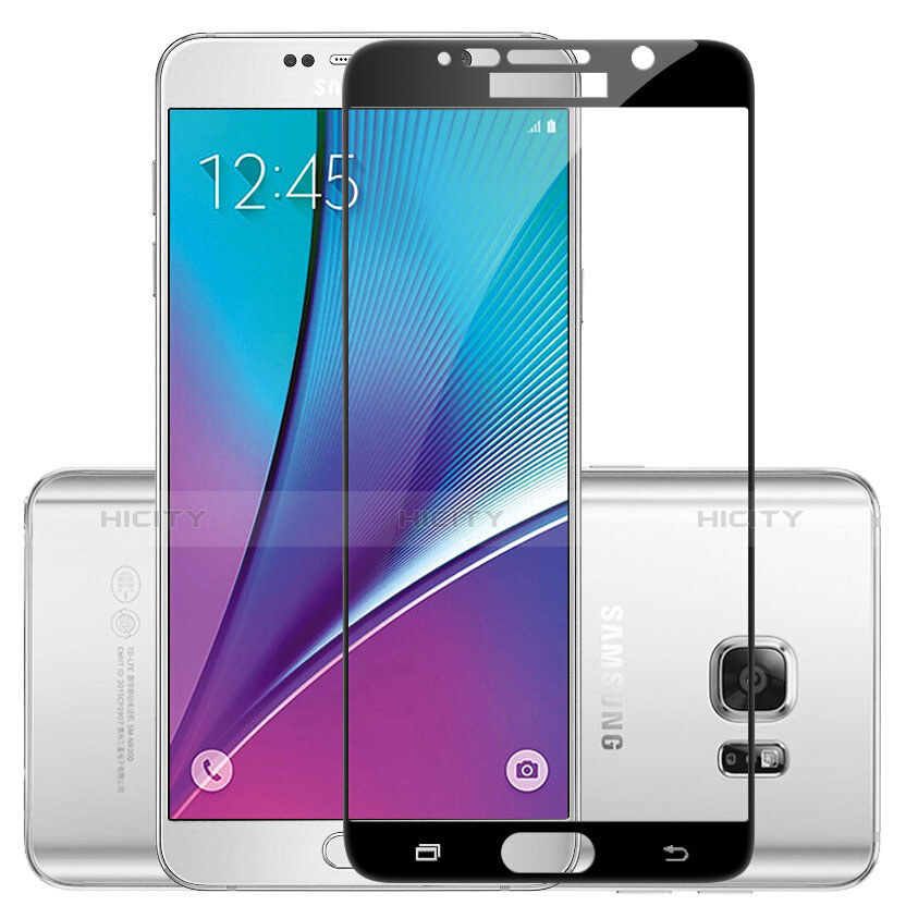 Samsung Galaxy Note 5 N9200 N920 N920F用強化ガラス フル液晶保護フィルム F03 サムスン ブラック