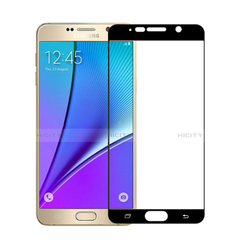 Samsung Galaxy Note 5 N9200 N920 N920F用強化ガラス フル液晶保護フィルム サムスン ブラック