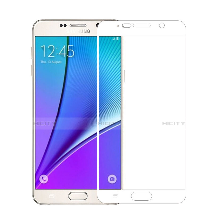Samsung Galaxy Note 5 N9200 N920 N920F用強化ガラス フル液晶保護フィルム サムスン ホワイト