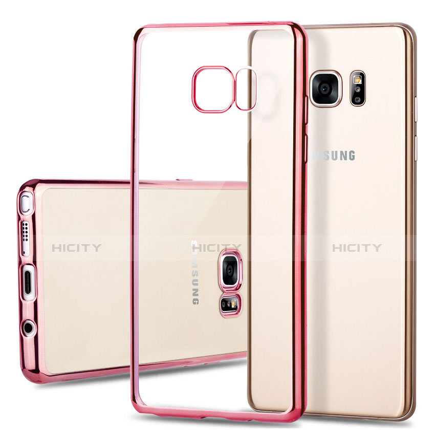 Samsung Galaxy Note 7用ハイブリットバンパーケース クリア透明 プラスチック サムスン ピンク