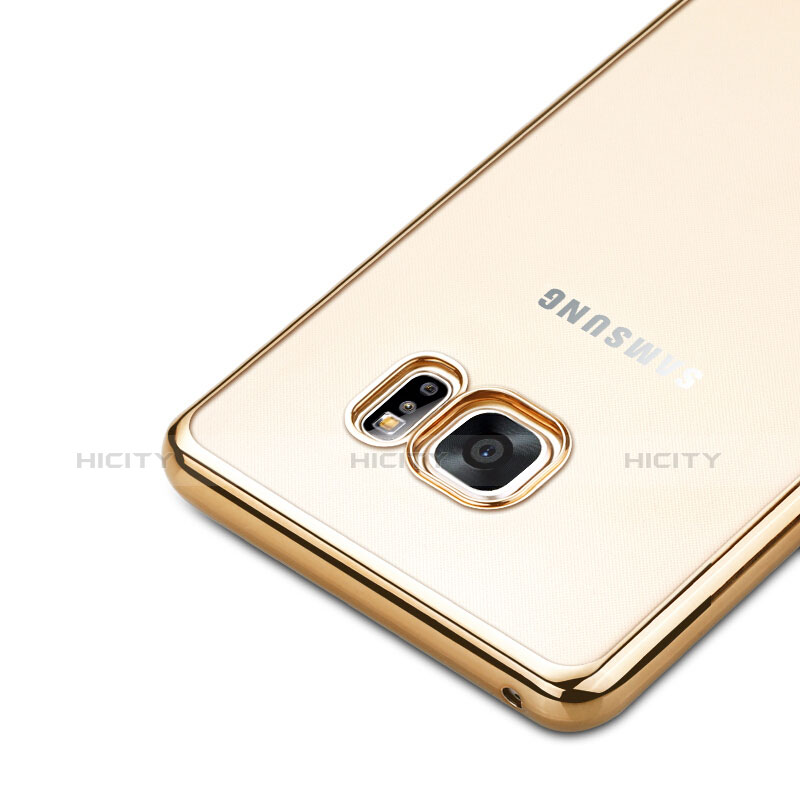 Samsung Galaxy Note 7用ハイブリットバンパーケース クリア透明 プラスチック サムスン ゴールド