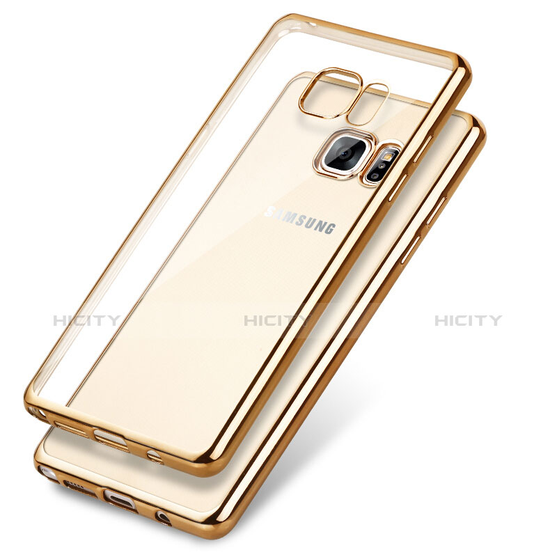 Samsung Galaxy Note 7用ハイブリットバンパーケース クリア透明 プラスチック サムスン ゴールド