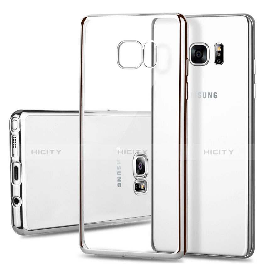 Samsung Galaxy Note 7用ハイブリットバンパーケース クリア透明 プラスチック サムスン シルバー