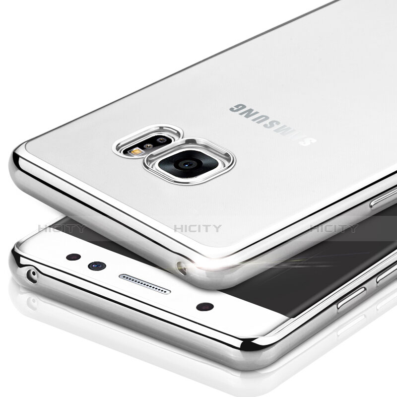 Samsung Galaxy Note 7用ハイブリットバンパーケース クリア透明 プラスチック サムスン シルバー