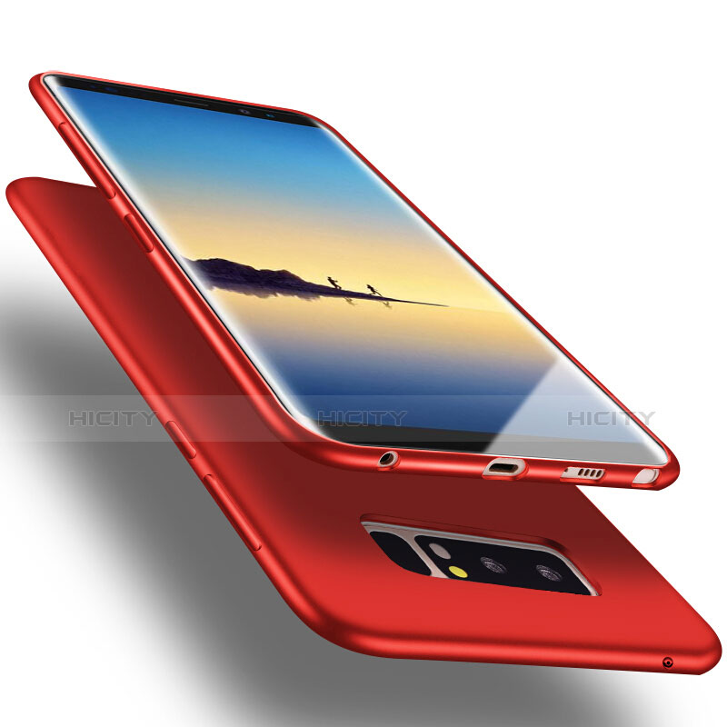 Samsung Galaxy Note 8用シリコンケース ソフトタッチラバー サムスン レッド