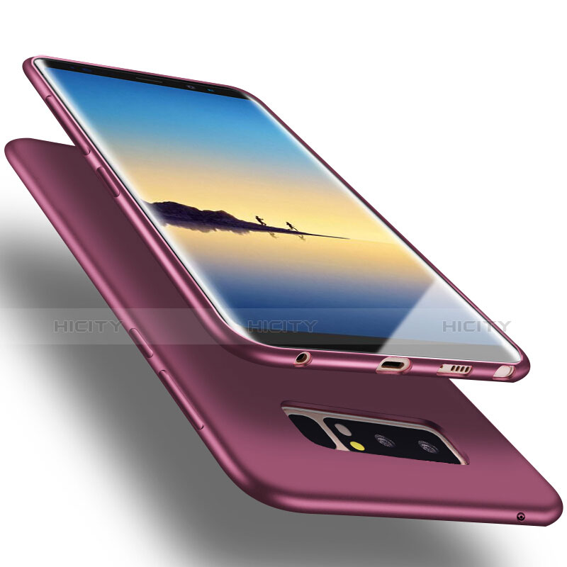 Samsung Galaxy Note 8用シリコンケース ソフトタッチラバー サムスン パープル