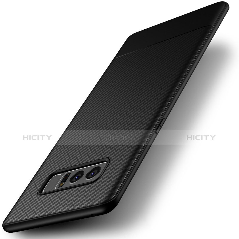 Samsung Galaxy Note 8用シリコンケース ソフトタッチラバー ツイル サムスン ブラック