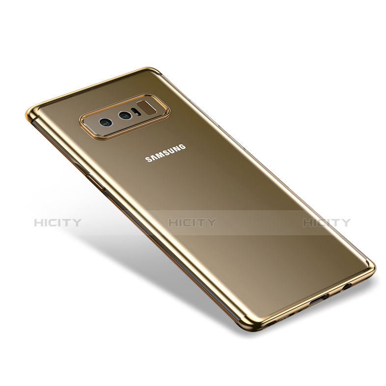 Samsung Galaxy Note 8用極薄ソフトケース シリコンケース 耐衝撃 全面保護 クリア透明 T06 サムスン ゴールド