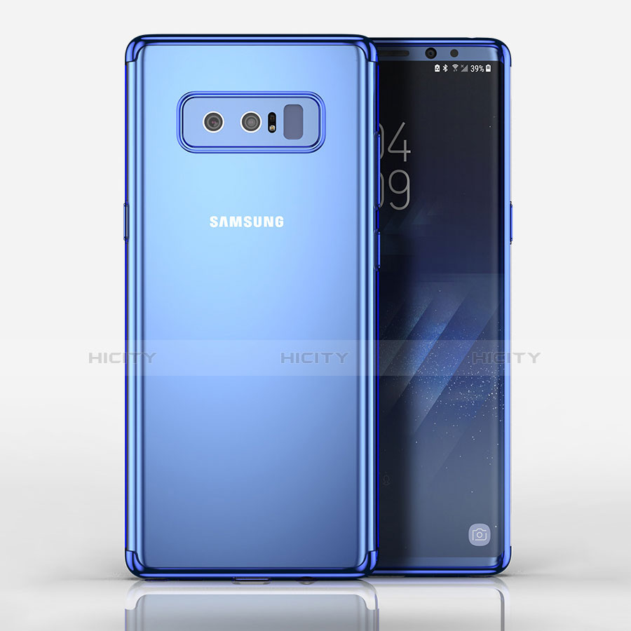 Samsung Galaxy Note 8用極薄ソフトケース シリコンケース 耐衝撃 全面保護 クリア透明 T06 サムスン ネイビー