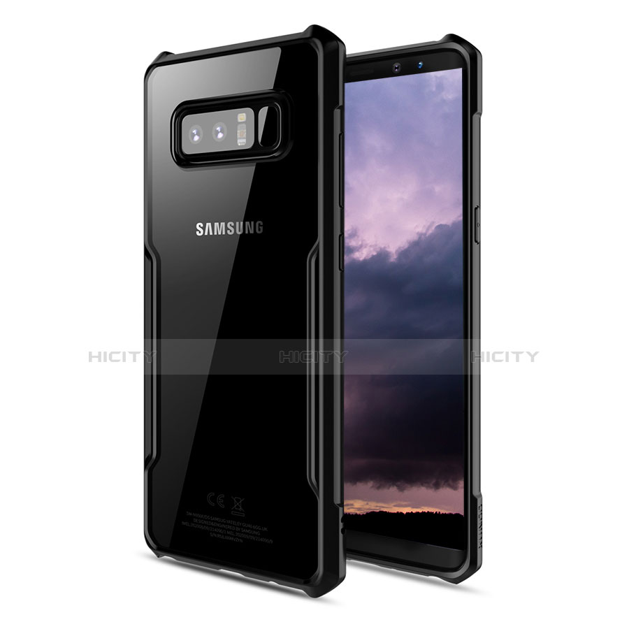 Samsung Galaxy Note 8用ハイブリットバンパーケース クリア透明 プラスチック R04 サムスン ブラック