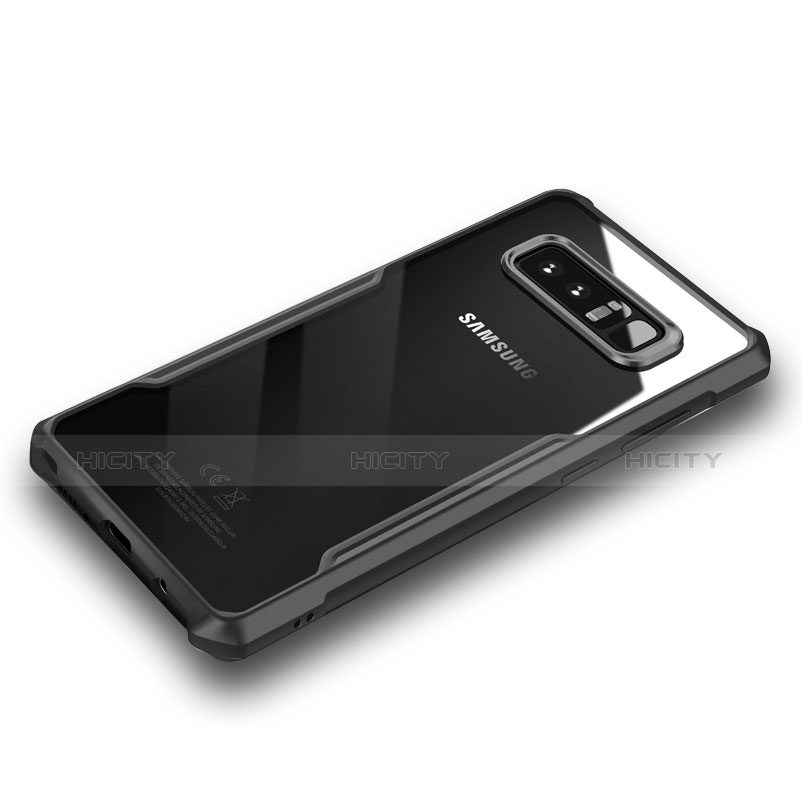 Samsung Galaxy Note 8用ハイブリットバンパーケース クリア透明 プラスチック R04 サムスン ブラック