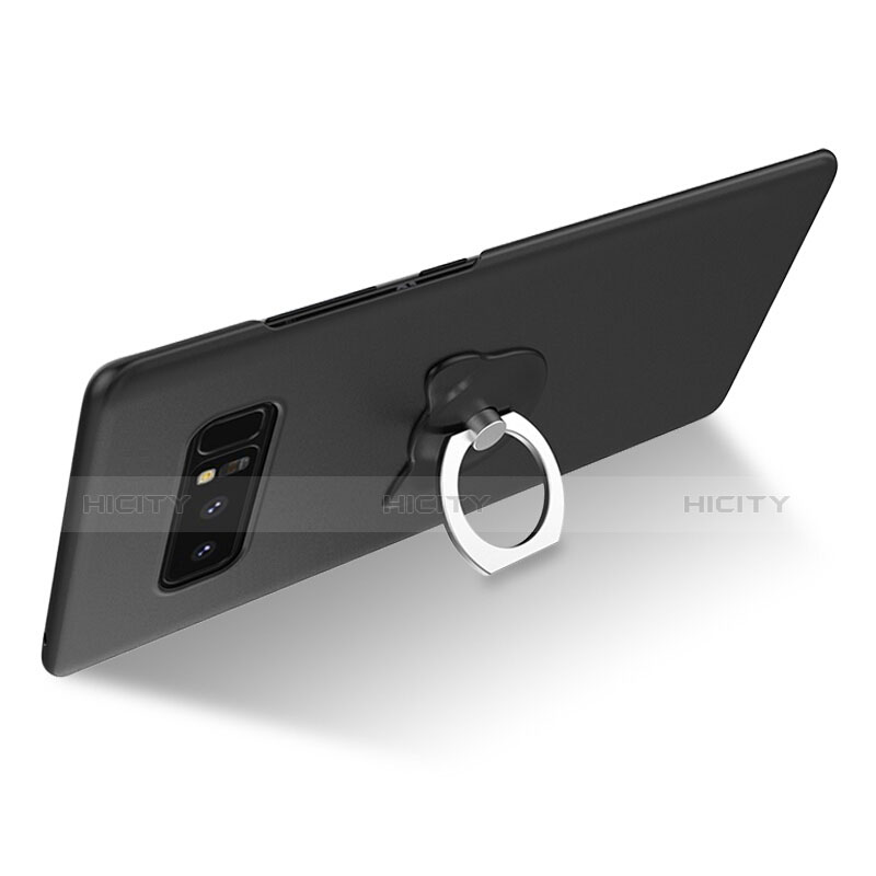 Samsung Galaxy Note 8用ハードケース プラスチック 質感もマット アンド指輪 A03 サムスン ブラック