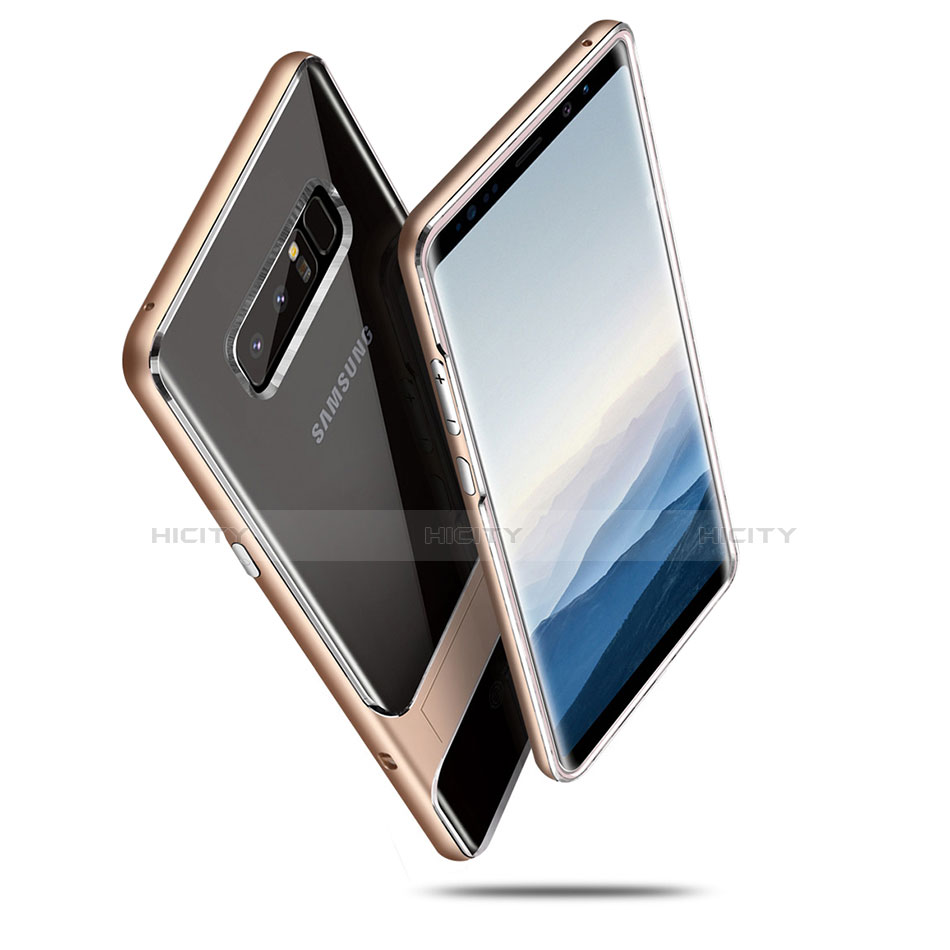 Samsung Galaxy Note 8用ハイブリットバンパーケース スタンド プラスチック 兼シリコーン サムスン ゴールド
