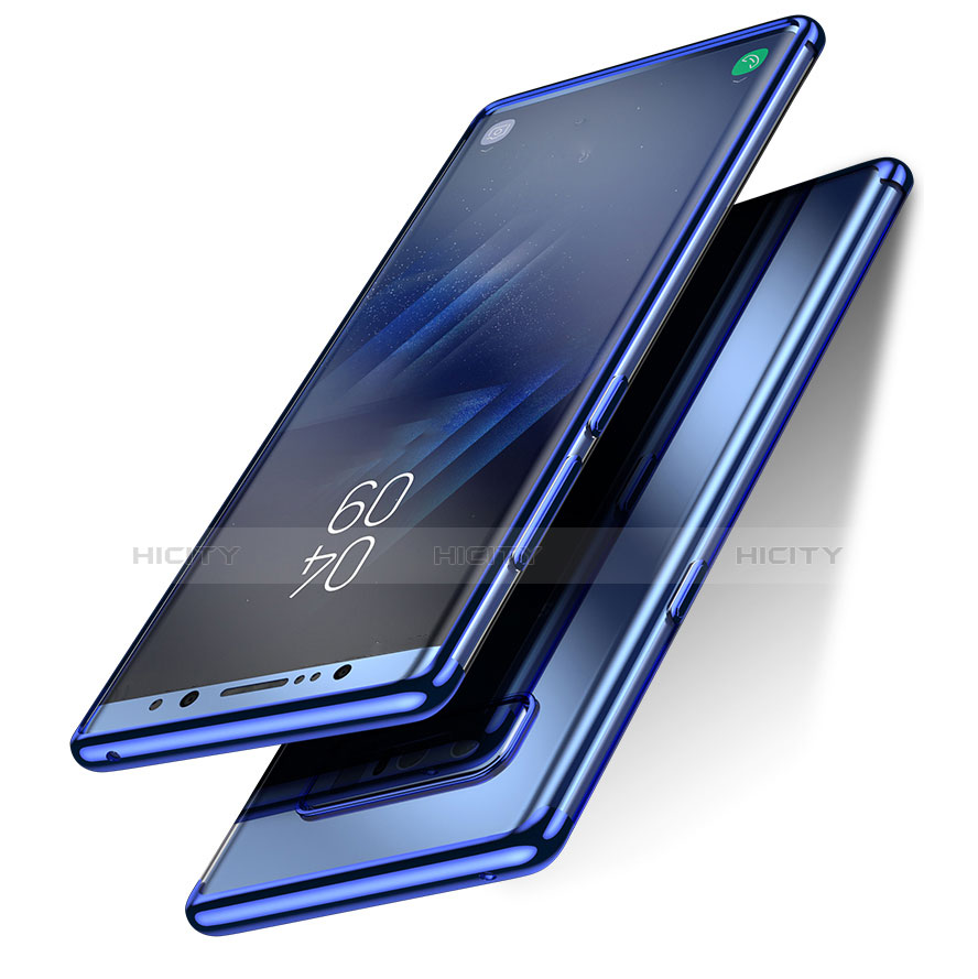 Samsung Galaxy Note 8用極薄ソフトケース シリコンケース 耐衝撃 全面保護 クリア透明 T11 サムスン ネイビー