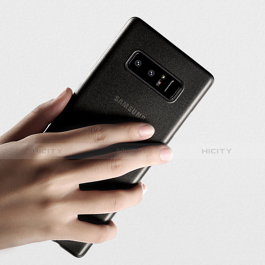 Samsung Galaxy Note 8用極薄ケース クリア透明 プラスチック R01 サムスン グレー