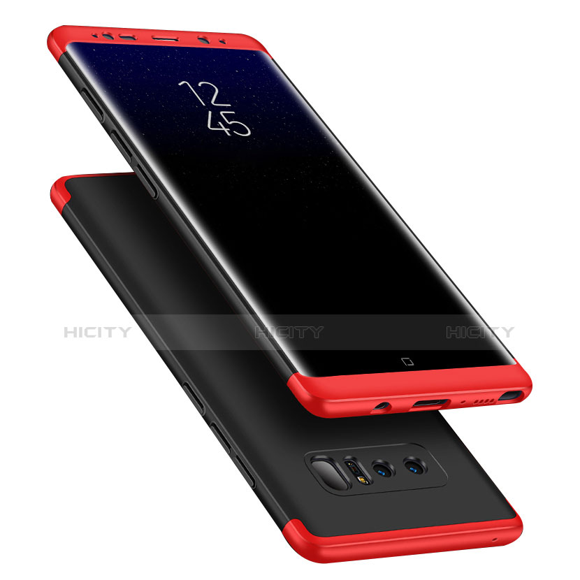 Samsung Galaxy Note 8用ハードケース プラスチック 質感もマット 前面と背面 360度 フルカバー Q01 サムスン レッド・ブラック