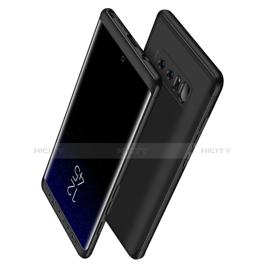 Samsung Galaxy Note 8用ハードケース プラスチック 質感もマット 前面と背面 360度 フルカバー Q01 サムスン ブラック