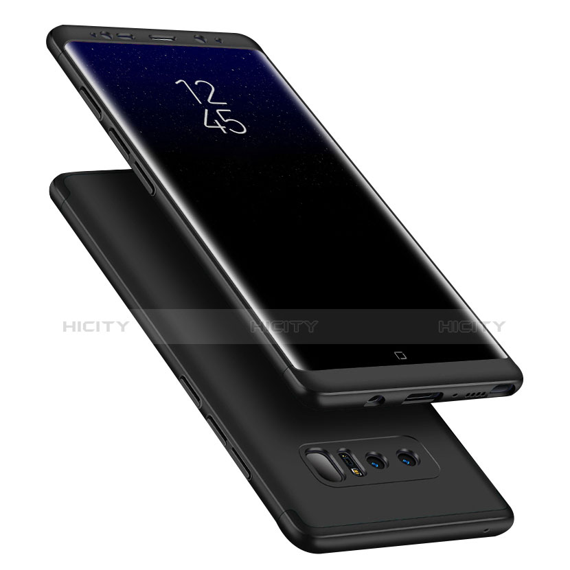 Samsung Galaxy Note 8用ハードケース プラスチック 質感もマット 前面と背面 360度 フルカバー Q01 サムスン ブラック