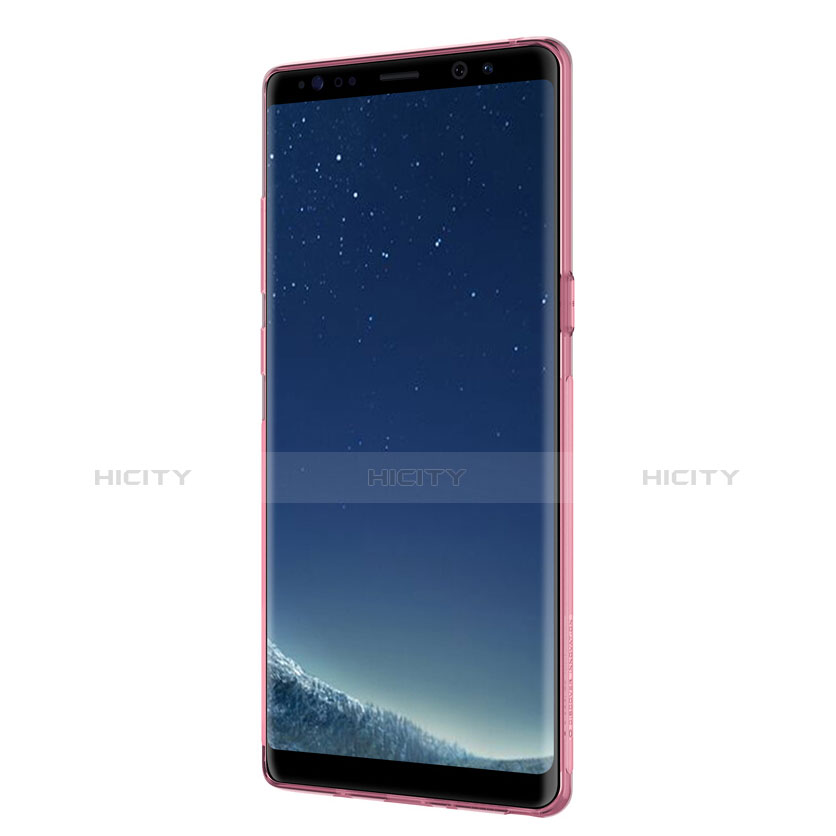 Samsung Galaxy Note 8用極薄ソフトケース シリコンケース 耐衝撃 全面保護 クリア透明 H01 サムスン ピンク