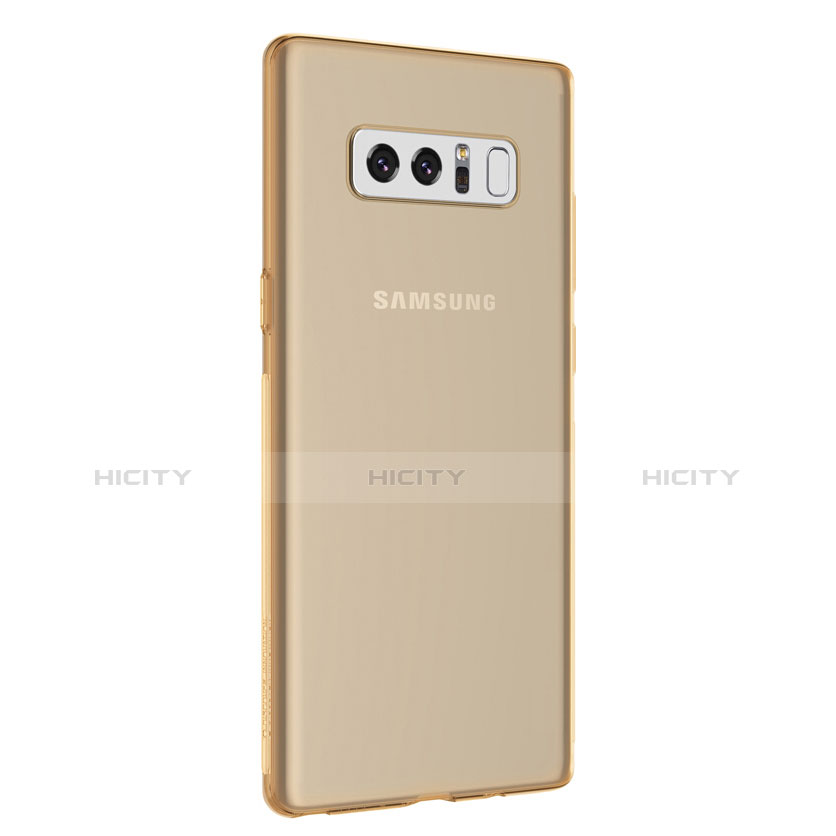 Samsung Galaxy Note 8用極薄ソフトケース シリコンケース 耐衝撃 全面保護 クリア透明 H01 サムスン ゴールド