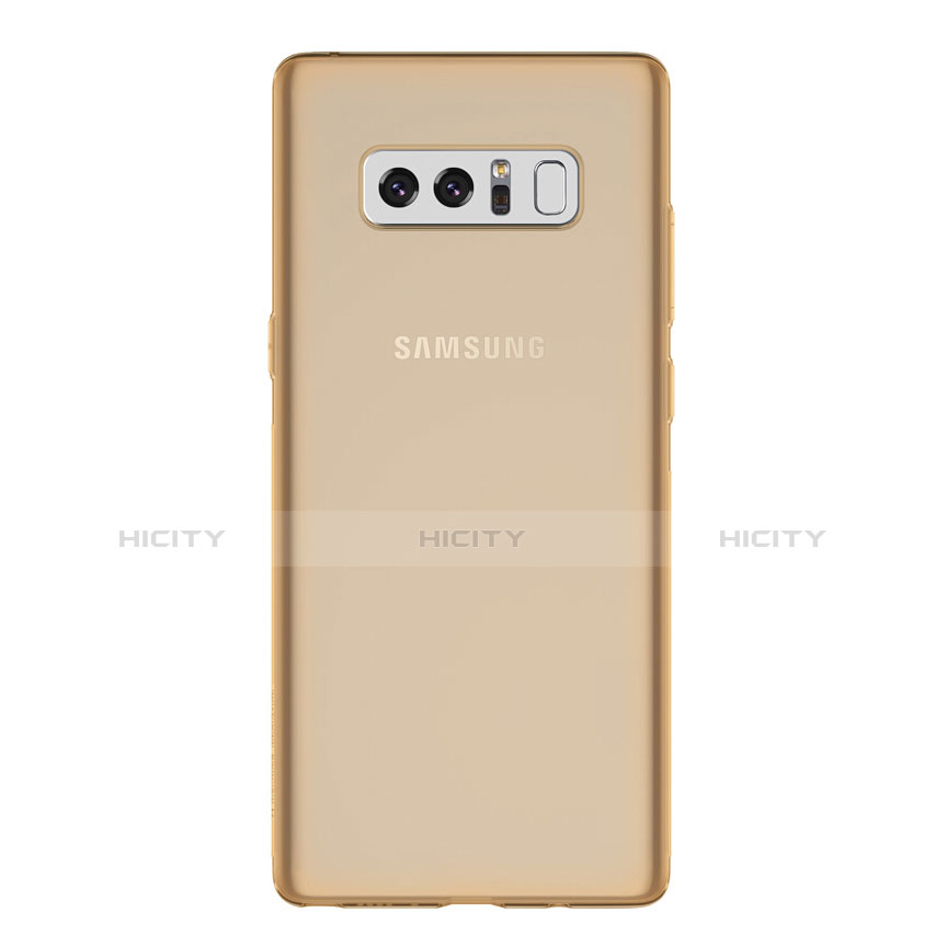 Samsung Galaxy Note 8用極薄ソフトケース シリコンケース 耐衝撃 全面保護 クリア透明 H01 サムスン ゴールド