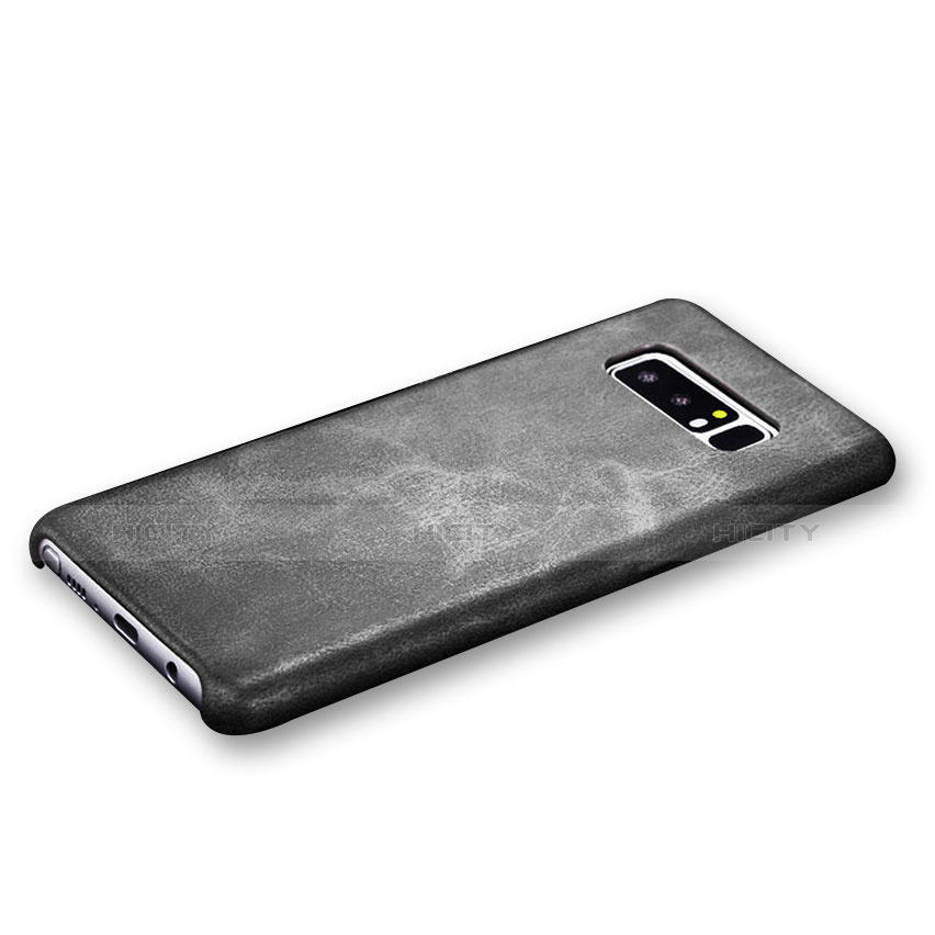 Samsung Galaxy Note 8用ケース 高級感 手触り良いレザー柄 サムスン ブラック