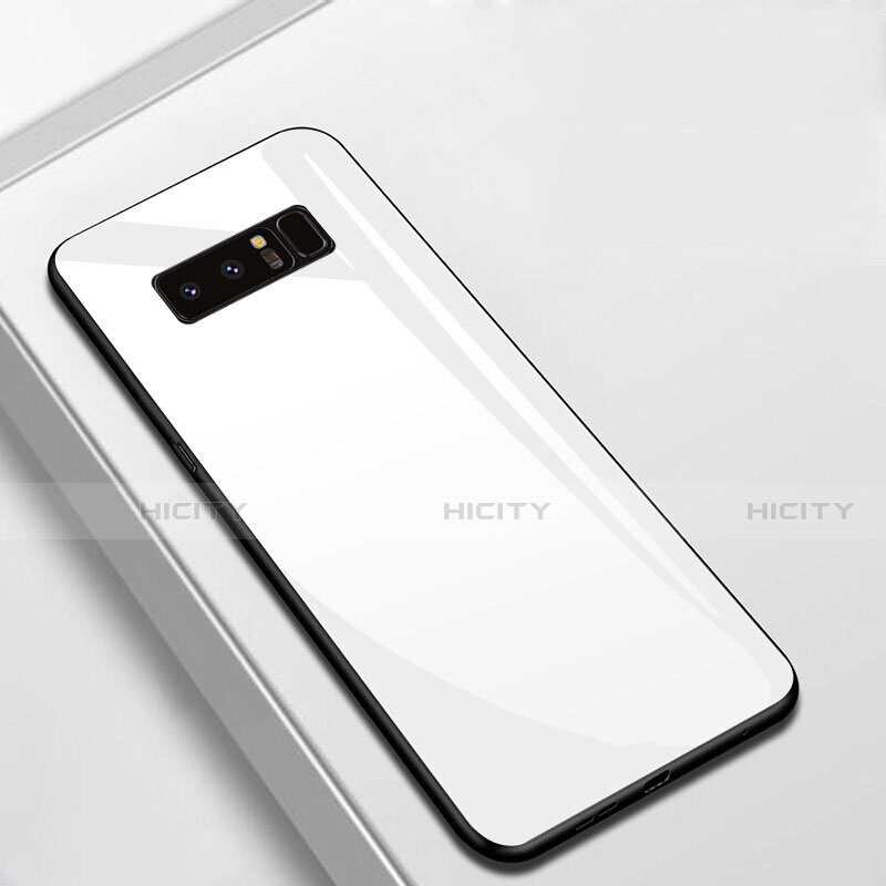 Samsung Galaxy Note 8用ハイブリットバンパーケース プラスチック 鏡面 カバー M02 サムスン ホワイト