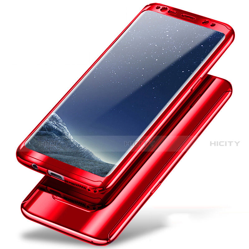 Samsung Galaxy Note 8用ハードケース プラスチック 質感もマット 前面と背面 360度 フルカバー A01 サムスン レッド