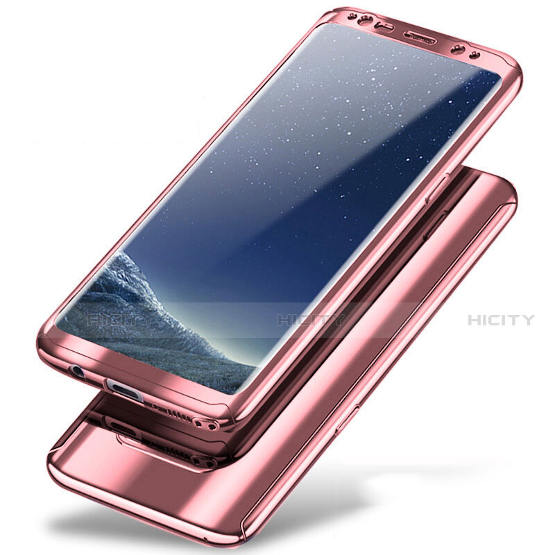 Samsung Galaxy Note 8用ハードケース プラスチック 質感もマット 前面と背面 360度 フルカバー A01 サムスン ローズゴールド