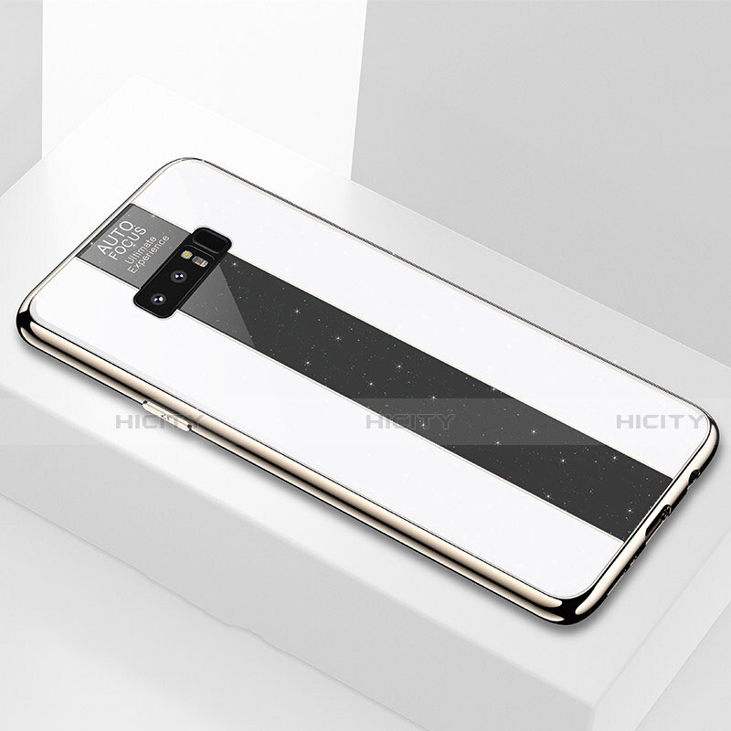Samsung Galaxy Note 8用ハイブリットバンパーケース プラスチック 鏡面 カバー M03 サムスン ホワイト