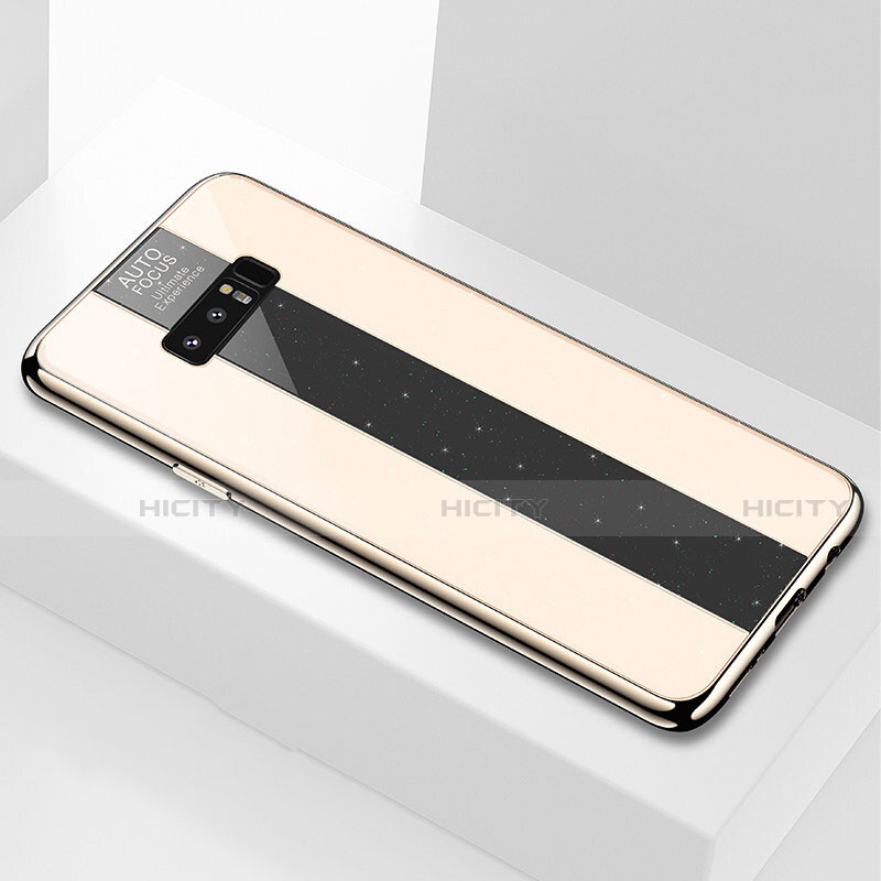 Samsung Galaxy Note 8用ハイブリットバンパーケース プラスチック 鏡面 カバー M03 サムスン ゴールド
