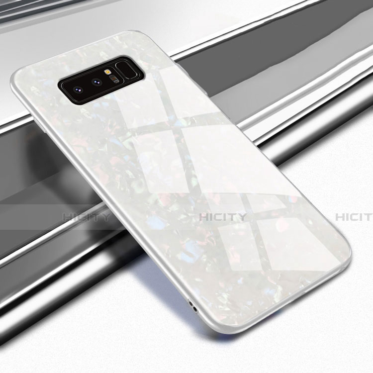 Samsung Galaxy Note 8用ハイブリットバンパーケース プラスチック 鏡面 カバー M04 サムスン ホワイト