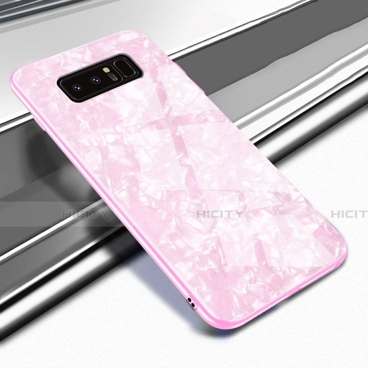 Samsung Galaxy Note 8用ハイブリットバンパーケース プラスチック 鏡面 カバー M04 サムスン ピンク