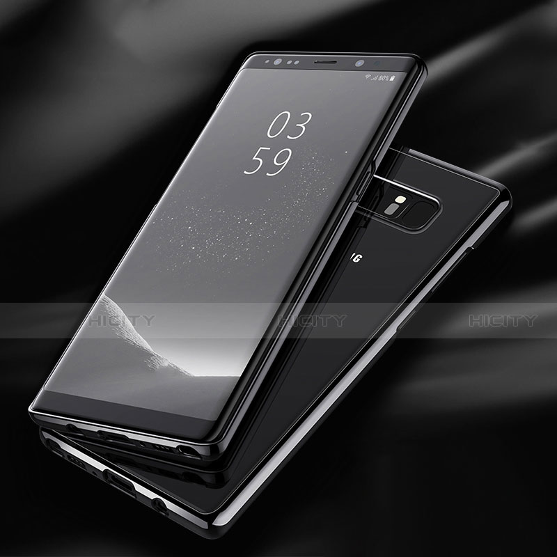 Samsung Galaxy Note 8 Duos N950F用ハイブリットバンパーケース クリア透明 プラスチック R02 サムスン ブラック