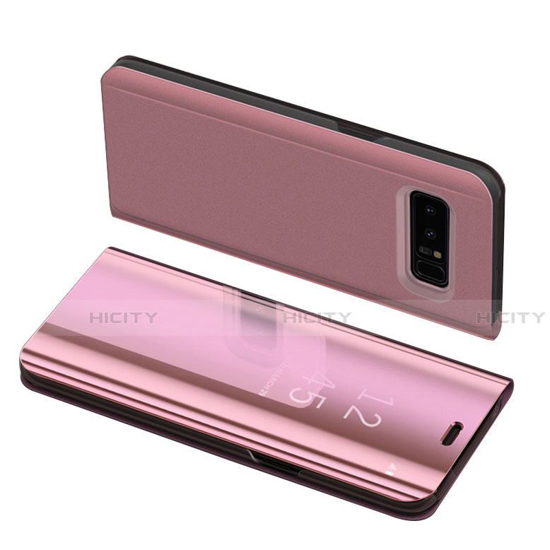 Samsung Galaxy Note 8 Duos N950F用手帳型 レザーケース スタンド カバー S01 サムスン ローズゴールド