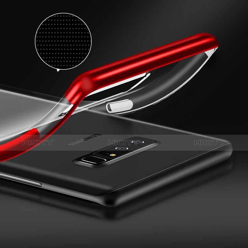 Samsung Galaxy Note 8 Duos N950F用極薄ソフトケース シリコンケース 耐衝撃 全面保護 クリア透明 T06 サムスン レッド