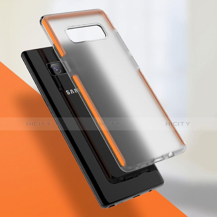 Samsung Galaxy Note 8 Duos N950F用極薄ソフトケース シリコンケース 耐衝撃 全面保護 クリア透明 サムスン オレンジ