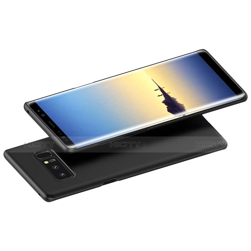 Samsung Galaxy Note 8 Duos N950F用ハードケース プラスチック 質感もマット アンド指輪 A03 サムスン ブラック