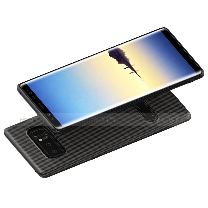 Samsung Galaxy Note 8 Duos N950F用シリコンケース ソフトタッチラバー ツイル ともにホルダー サムスン ブラック