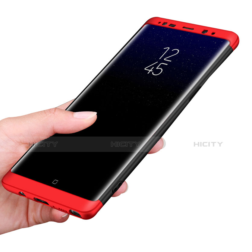 Samsung Galaxy Note 8 Duos N950F用ハードケース プラスチック 質感もマット 前面と背面 360度 フルカバー Q01 サムスン レッド・ブラック