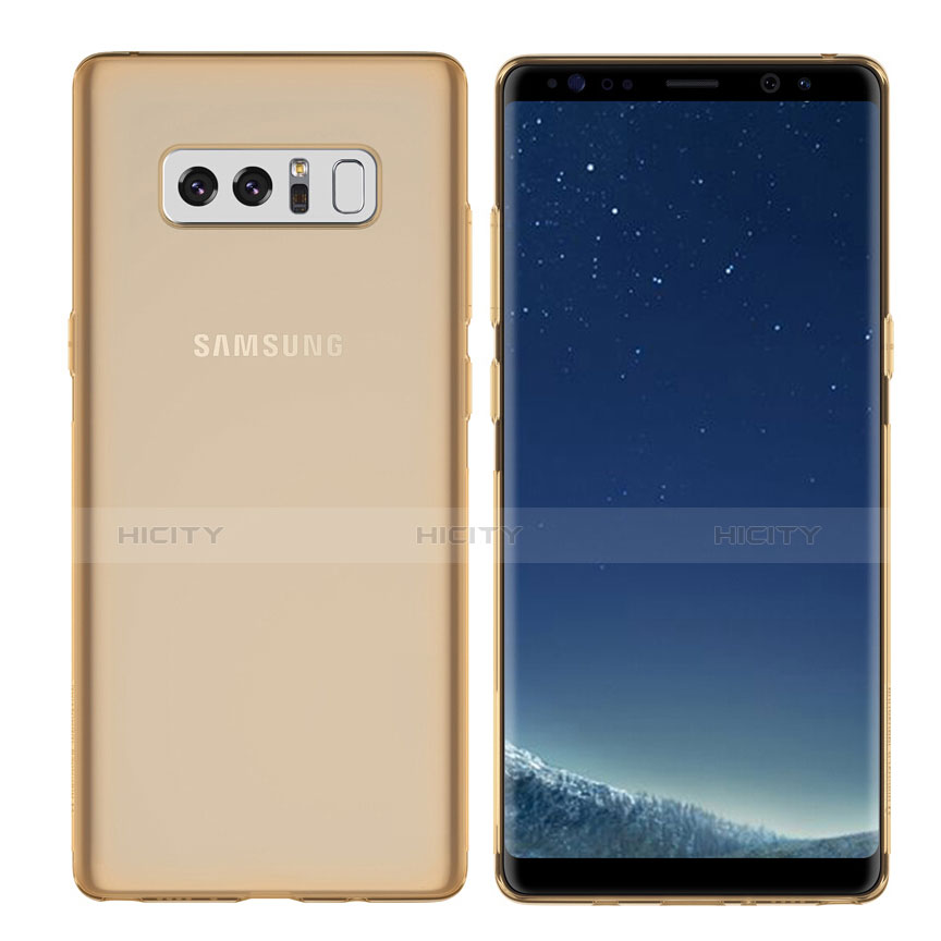 Samsung Galaxy Note 8 Duos N950F用極薄ソフトケース シリコンケース 耐衝撃 全面保護 クリア透明 H01 サムスン ゴールド