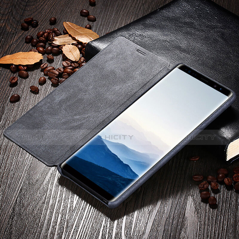 Samsung Galaxy Note 8 Duos N950F用手帳型 レザーケース スタンド L04 サムスン ブラック