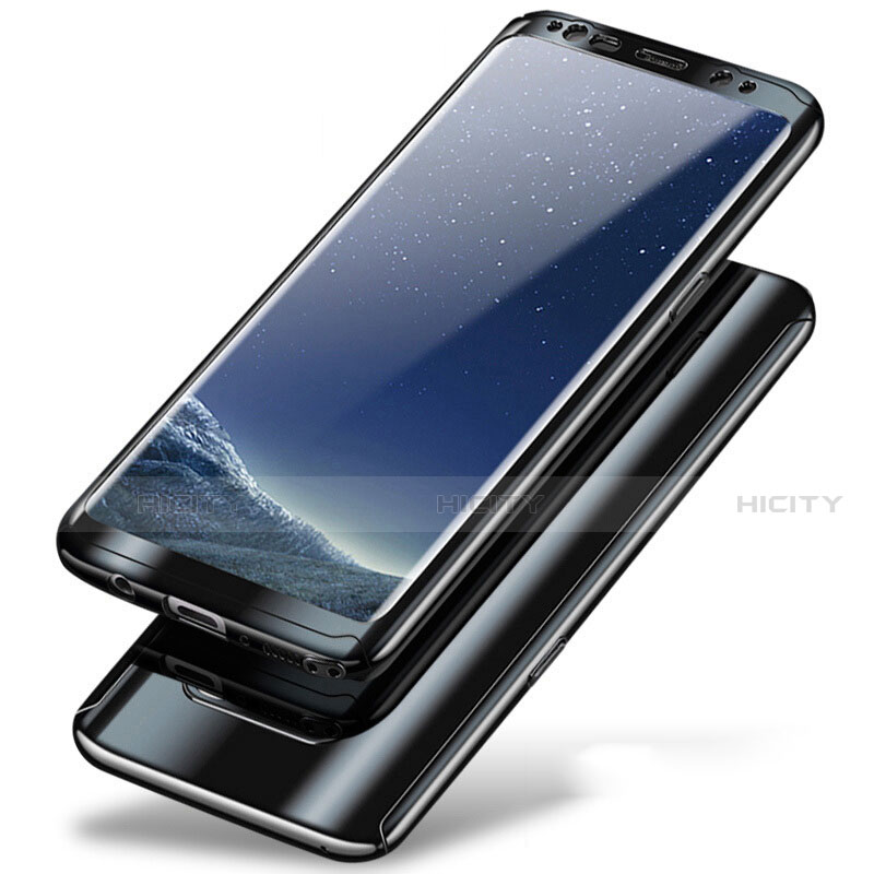 Samsung Galaxy Note 8 Duos N950F用ハードケース プラスチック 質感もマット 前面と背面 360度 フルカバー A01 サムスン ブラック