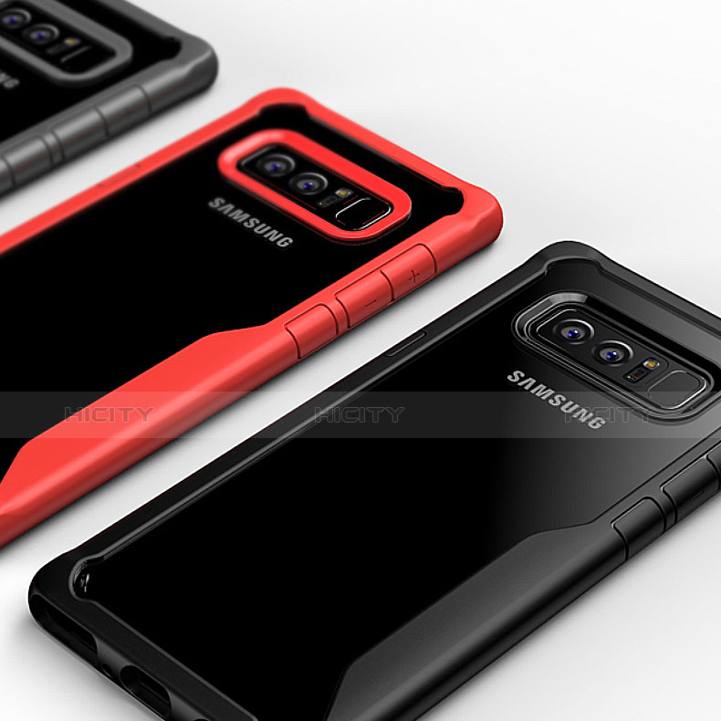 Samsung Galaxy Note 8 Duos N950F用ハイブリットバンパーケース クリア透明 プラスチック 鏡面 カバー サムスン 