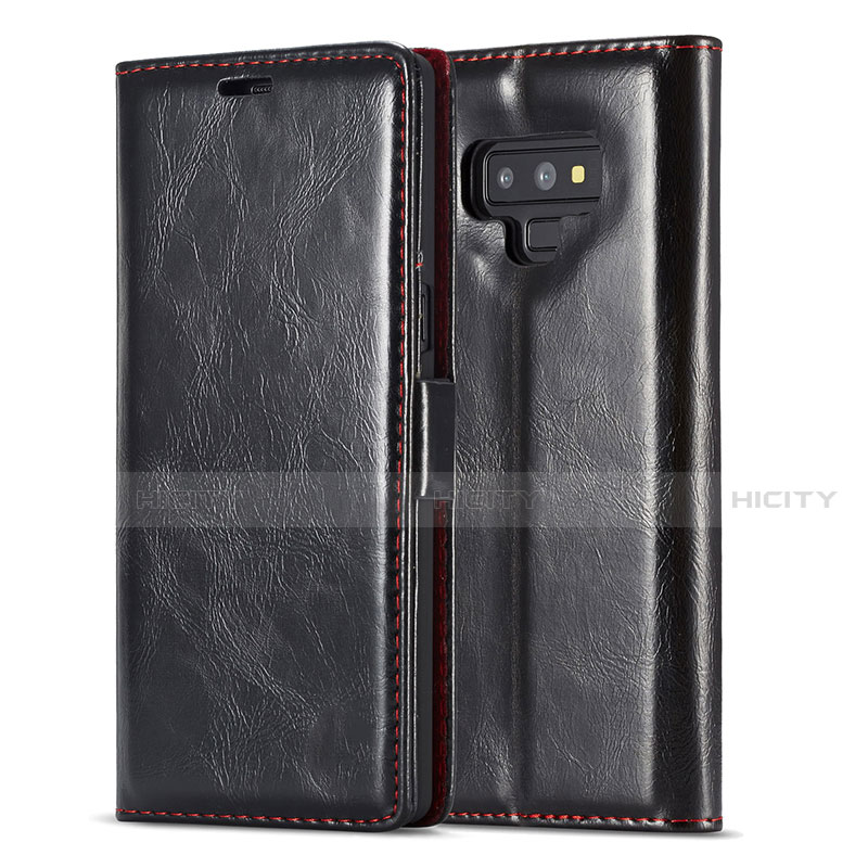Samsung Galaxy Note 9用手帳型 レザーケース スタンド カバー T01 サムスン ブラック