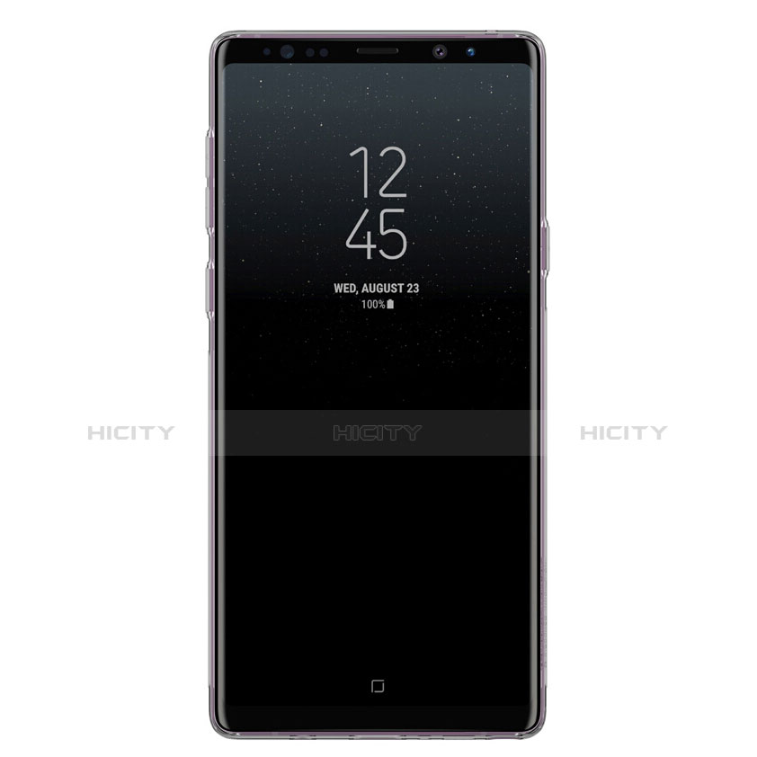 Samsung Galaxy Note 9用極薄ソフトケース シリコンケース 耐衝撃 全面保護 クリア透明 T02 サムスン グレー