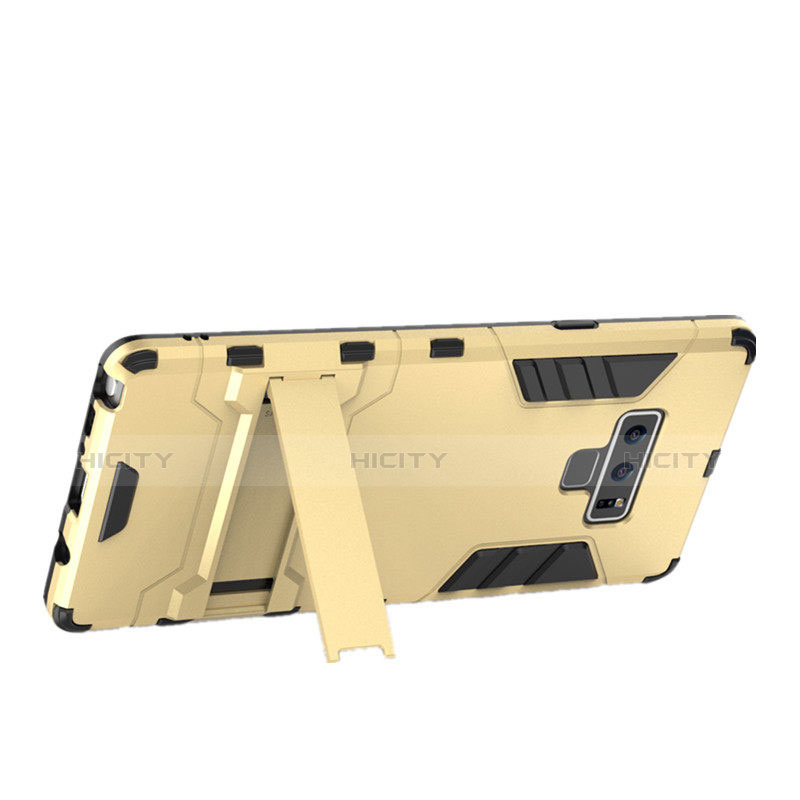 Samsung Galaxy Note 9用ハイブリットバンパーケース スタンド プラスチック 兼シリコーン サムスン ゴールド