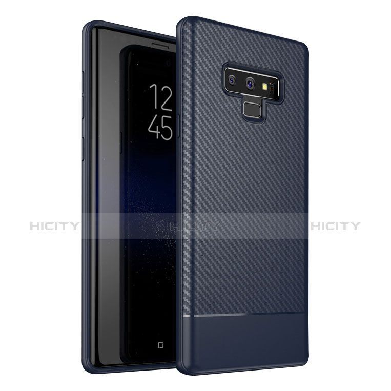 Samsung Galaxy Note 9用シリコンケース ソフトタッチラバー ツイル カバー サムスン ネイビー