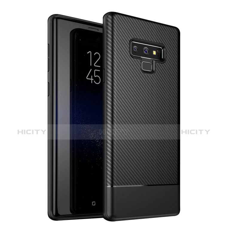 Samsung Galaxy Note 9用シリコンケース ソフトタッチラバー ツイル カバー サムスン ブラック