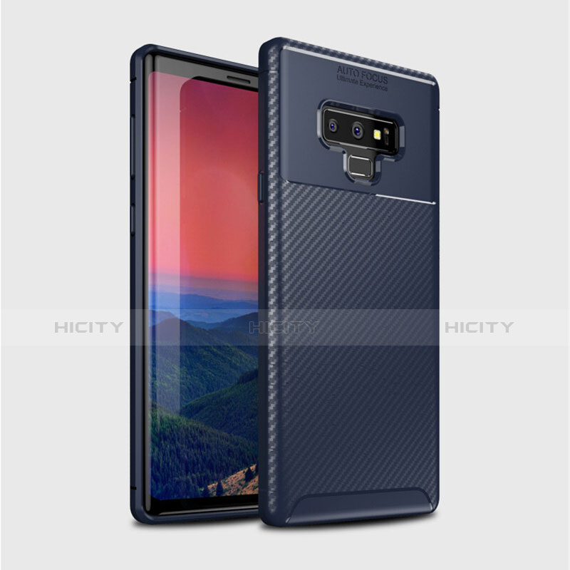 Samsung Galaxy Note 9用シリコンケース ソフトタッチラバー ツイル カバー T01 サムスン ネイビー